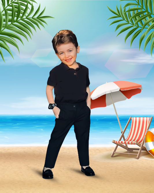 Black Polo T-Shirt and Formal Pant Set for Kids