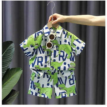 Fashion Toddler Baby Boys Outfits Cotton Cartoon Tyrannosaurus Shirt Tops And Shorts Children Holiday Clothes