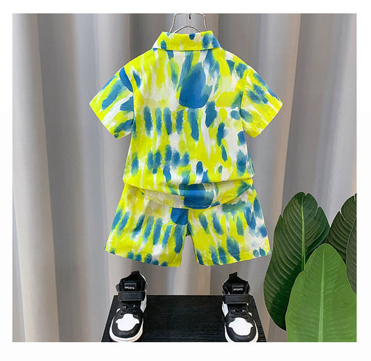 Casual Abstract Flower Cotton Boys Clothing Sets