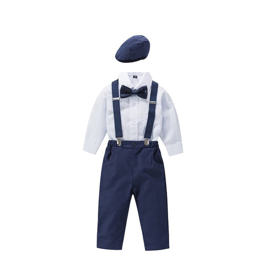 Children Boys Gentleman Clothing Sets Formal for Kids Boys Bowtie Long Sleeve Shirts+Suspender Pants Spring Autumn Casual Suits